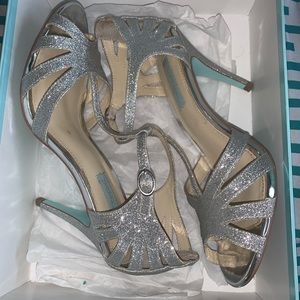 Silver Betsy Johnson Strappy heels size 9